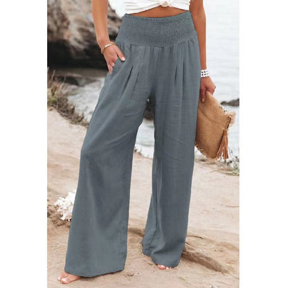 Women's Elastic Waist Wide Leg Casual Pants