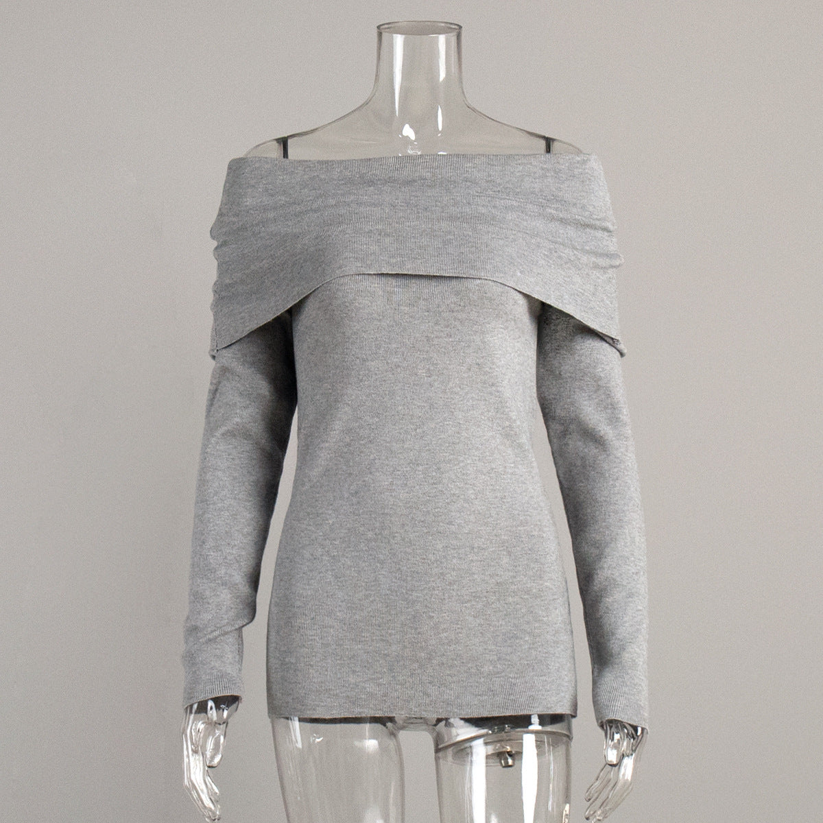 Off The Shoulder Sweater Women Fitted Long Sleeve