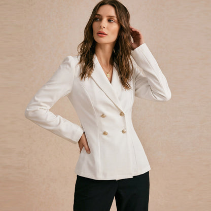 Women's Double Breasted Blazer Tailored Office Jacket