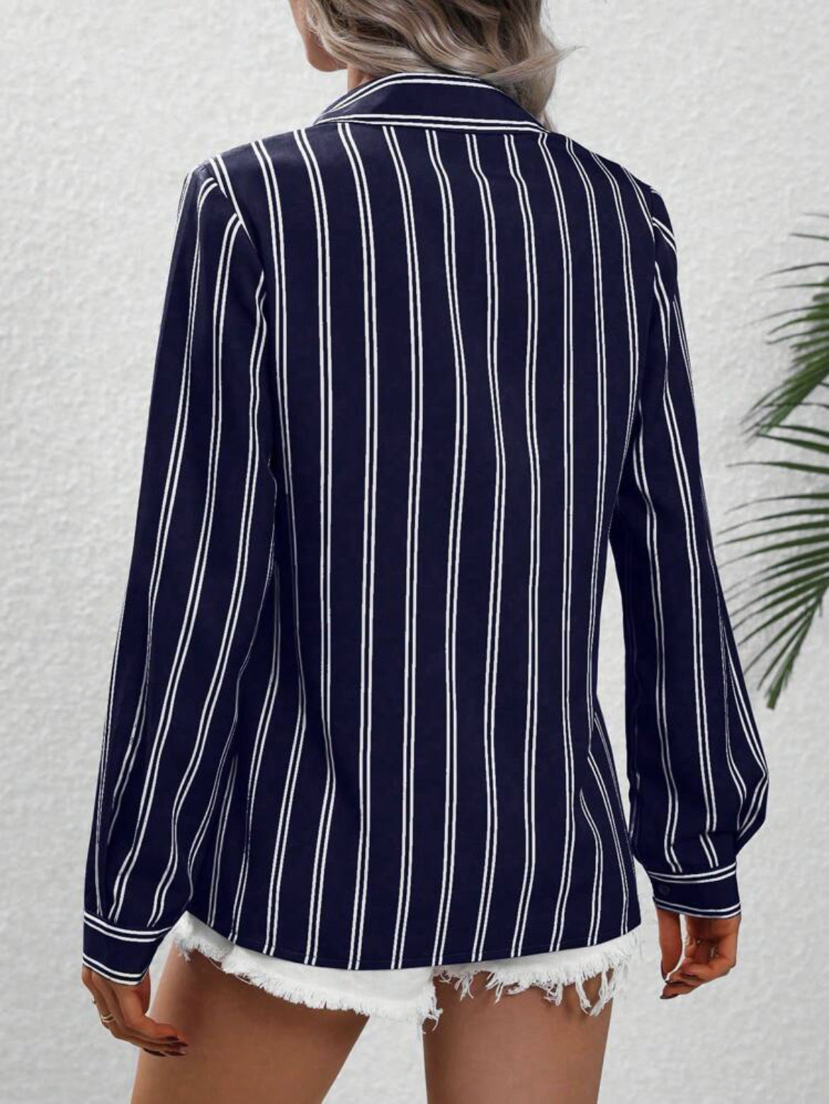 Women's Striped Long Sleeve Business Casual Shirt