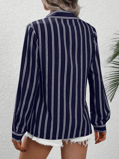 Women's Striped Long Sleeve Business Casual Shirt