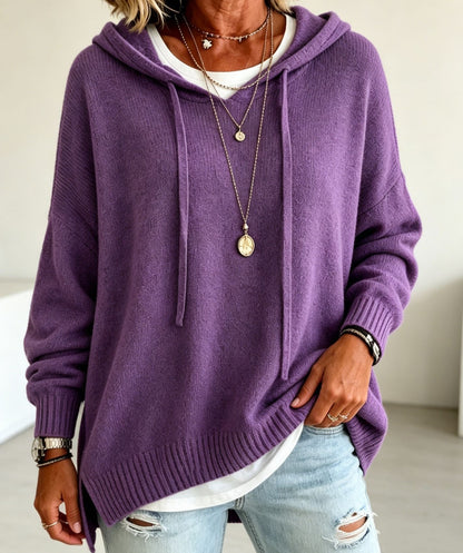 Women's Oversized Hooded Knit Sweater Pullover Drawstring