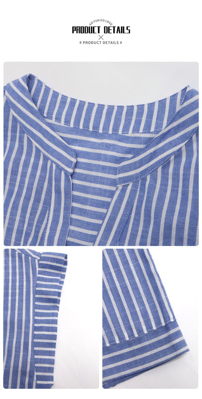 Striped Button Front Romper with Belt Casual Summer Outfit