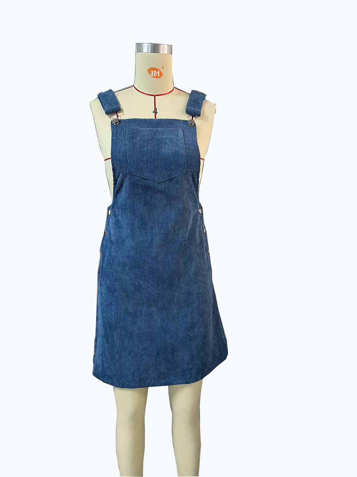 Womens Corduroy Overall Dress Sleeveless Loose Mini Jumper