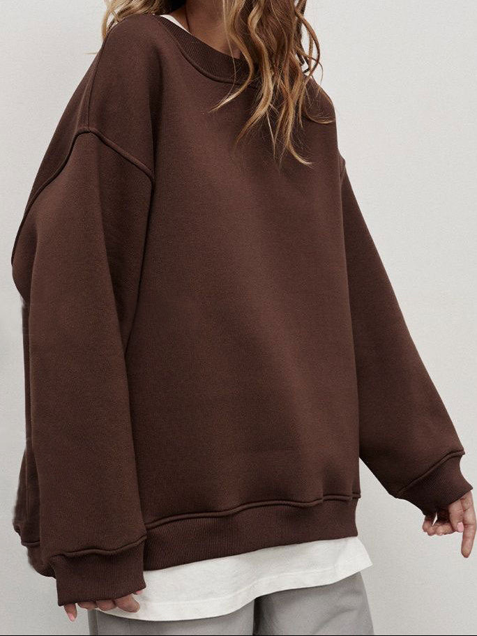 Women's Oversized Fleece Crewneck Sweatshirt Streetwear