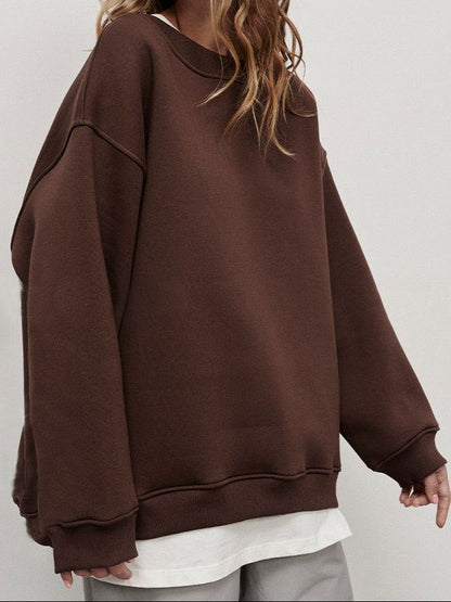 Women's Oversized Fleece Crewneck Sweatshirt Streetwear