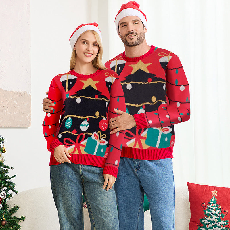 Red Christmas Tree Matching Sweater Pullover Set