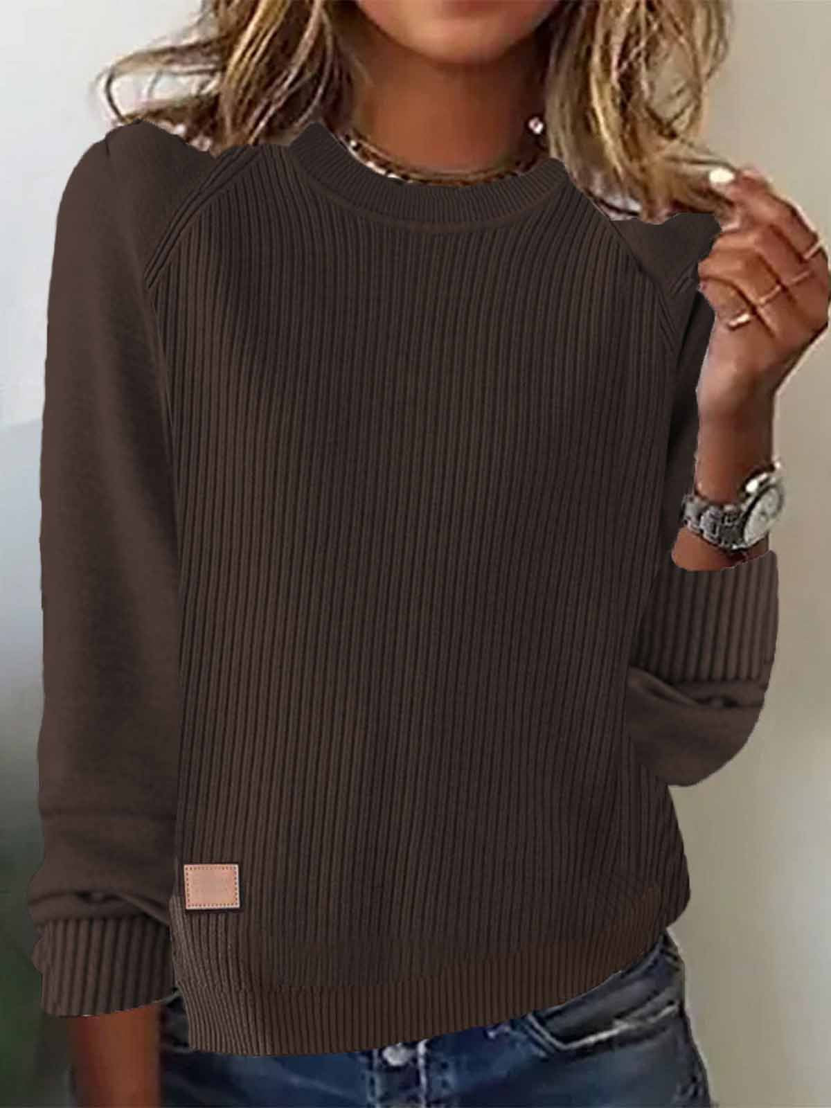 Women's Oversized Crewneck Ribbed Pullover Sweater