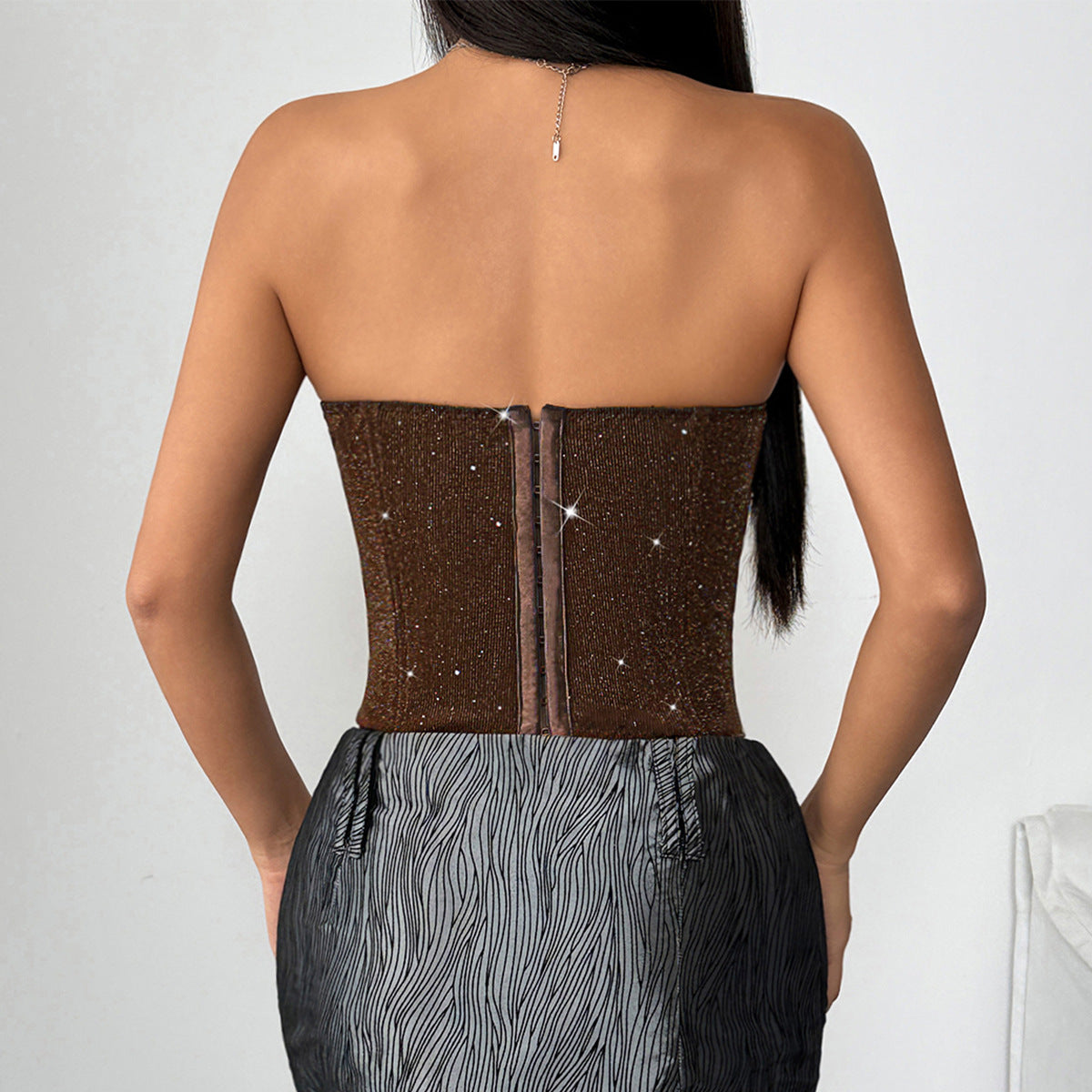 Sequin Corset Top Strapless Padded Bustier Crop