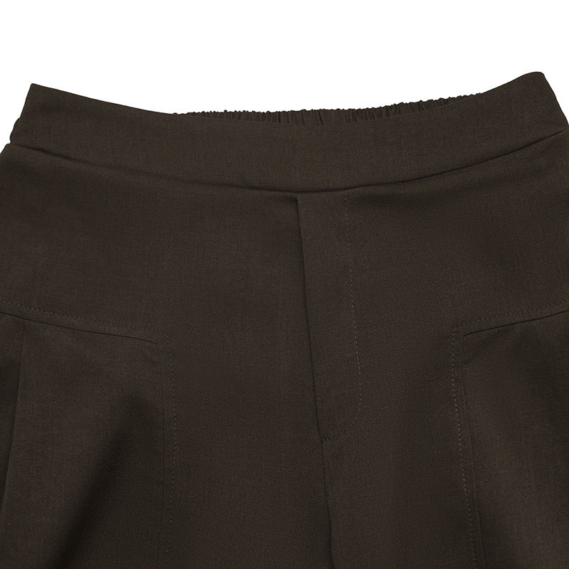 Women's Vintage High Waist Brown Wide Leg Drapey Pants