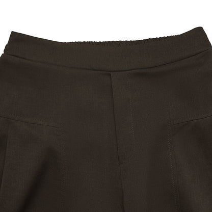 Women's Vintage High Waist Brown Wide Leg Drapey Pants