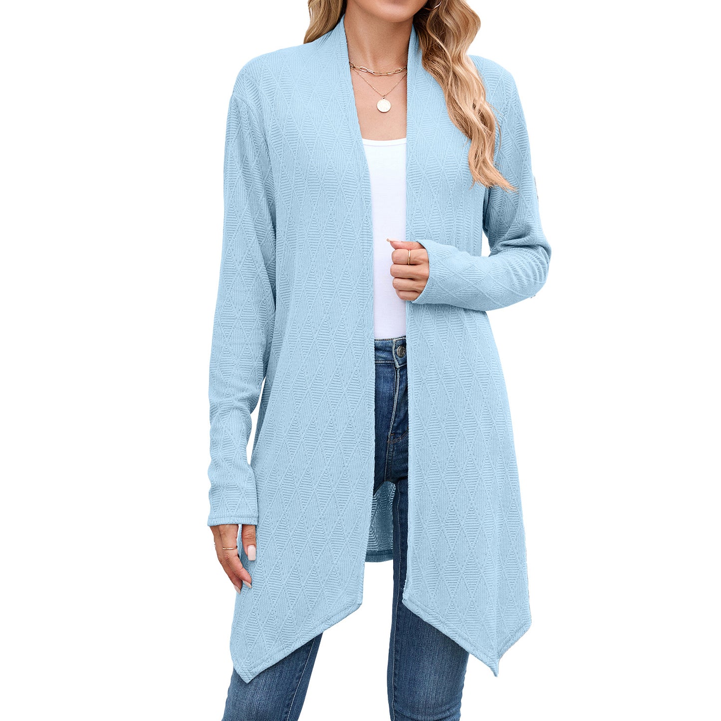 Women's Oversized Long Open Front Knit Cardigan Sweater
