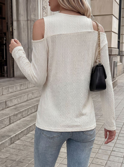 Women's Cold Shoulder Long Sleeve Tunic Top Loose Casual