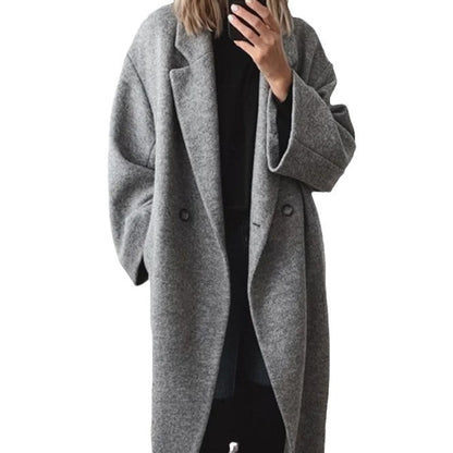 Women's Oversized Long Wool Coat Winter Trench Outerwear