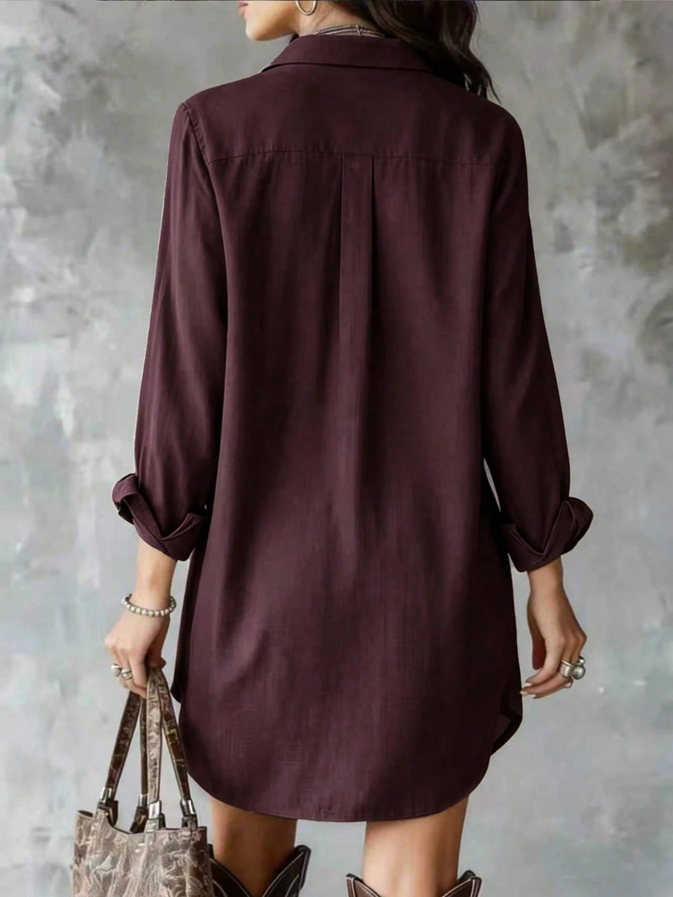Oversized Long Sleeve Button Down Shirt Dress Mini