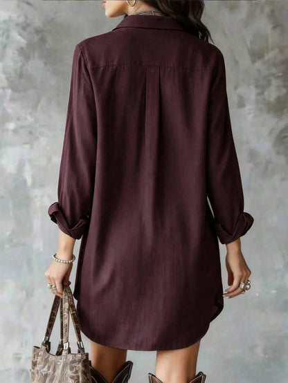 Oversized Long Sleeve Button Down Shirt Dress Mini