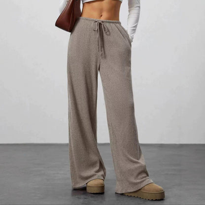Women's Ribbed Drawstring Wide Leg Lounge Pants