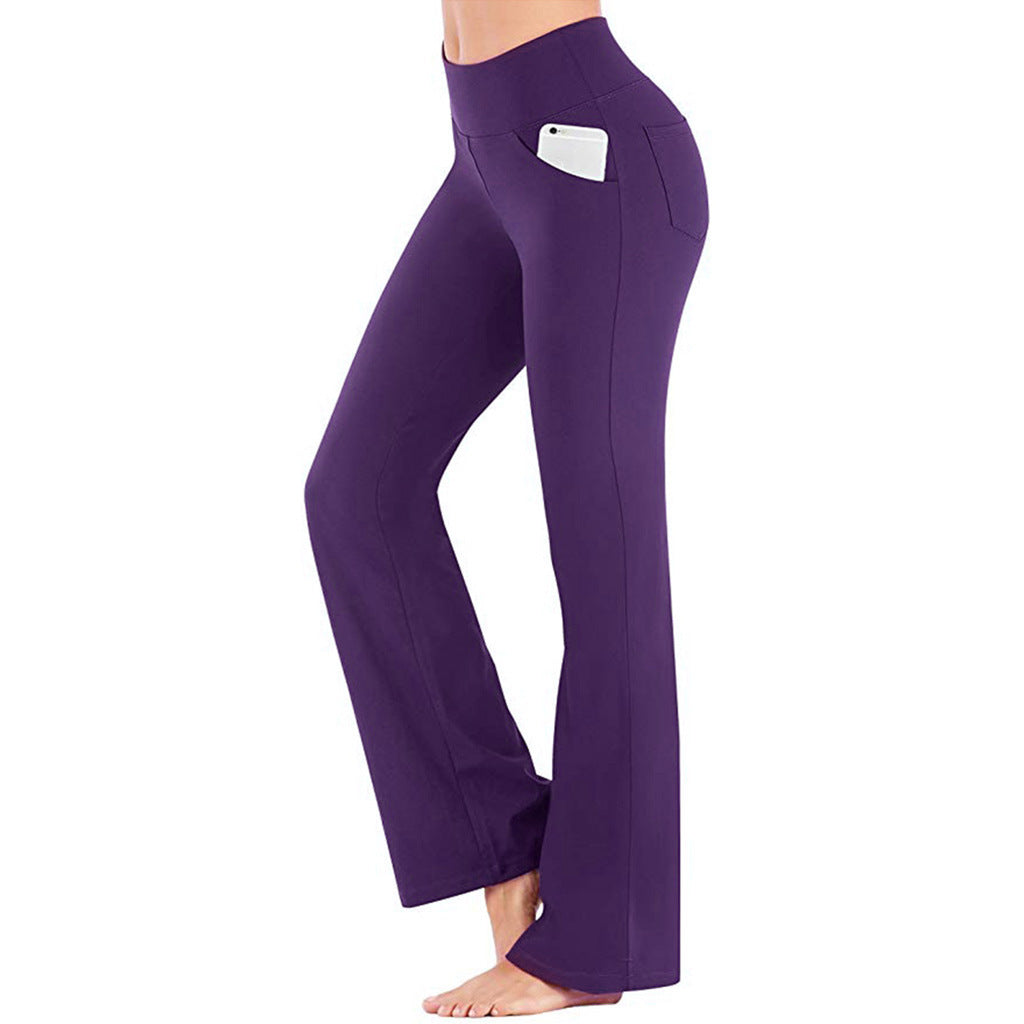 Womens High Waisted Flare Yoga Pants Stretchy with Pockets