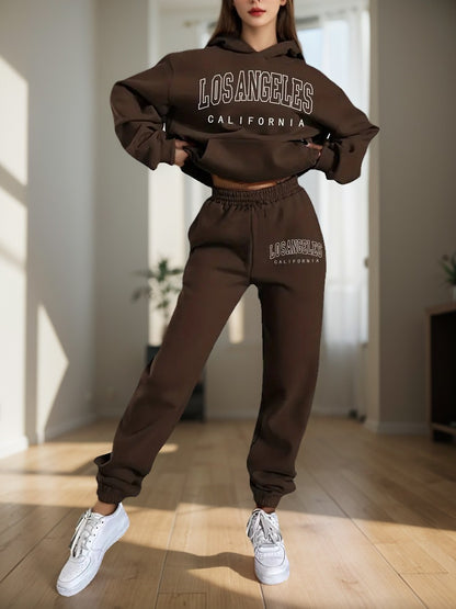Women's Fleece Graphic Hoodie Jogger Set