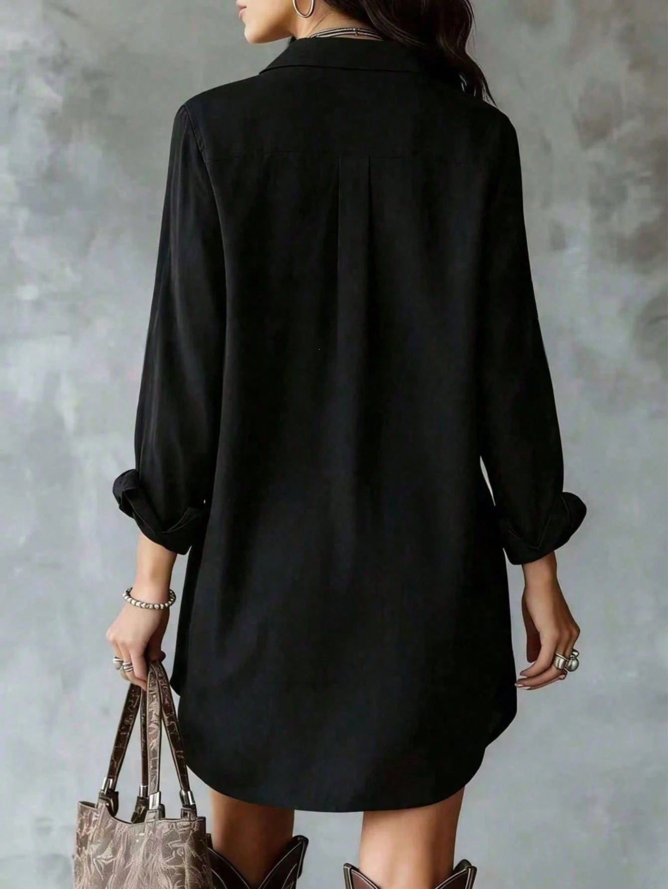 Oversized Long Sleeve Button Down Shirt Dress Mini