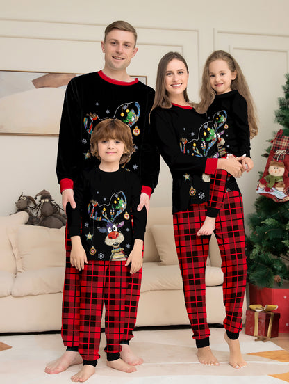 Plaid Deer Christmas Parent-child Outfit Printed Christmas Pajama Set