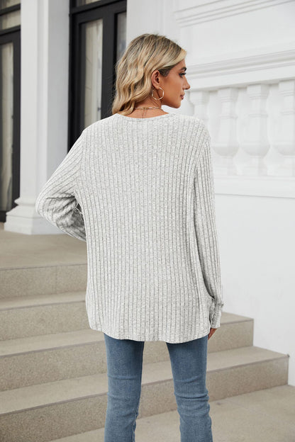 Soft Ribbed Button-Down Knit Cardigan for Fall & Winter