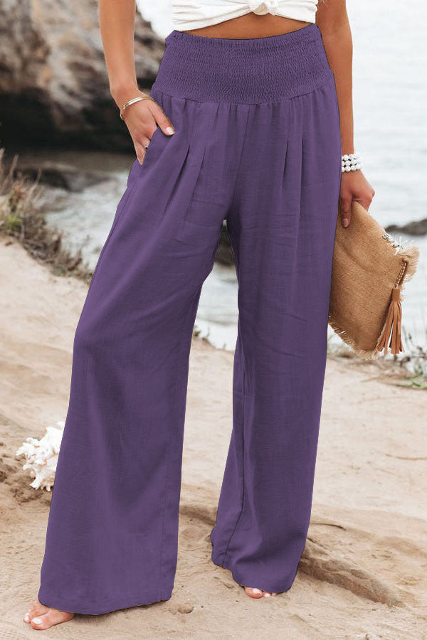 Women's Elastic Waist Wide Leg Casual Pants