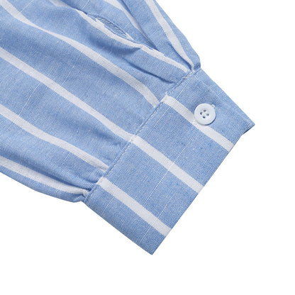 Blue Striped Button Down Shirt Oversized Resort Beach Blouse
