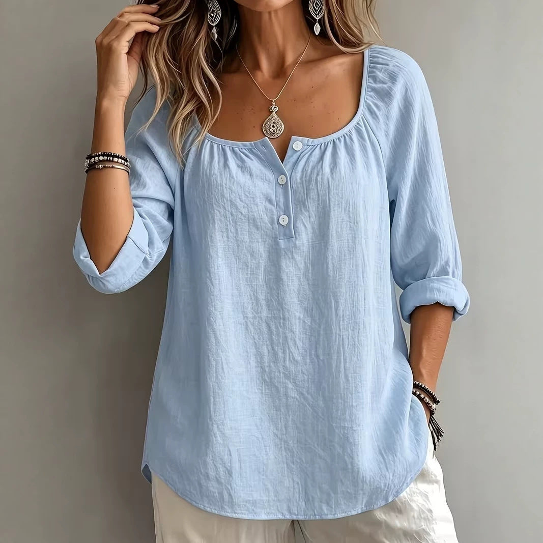 Womens Oversized V Neck Long Sleeve Casual Solid Tops