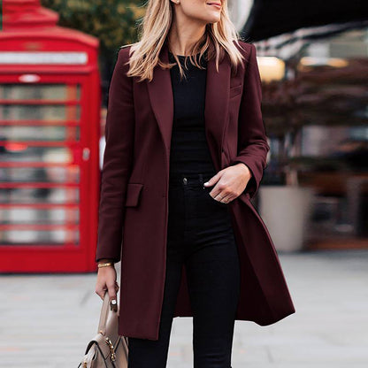Women Long Sleeve Button Front Blazer Coat Office