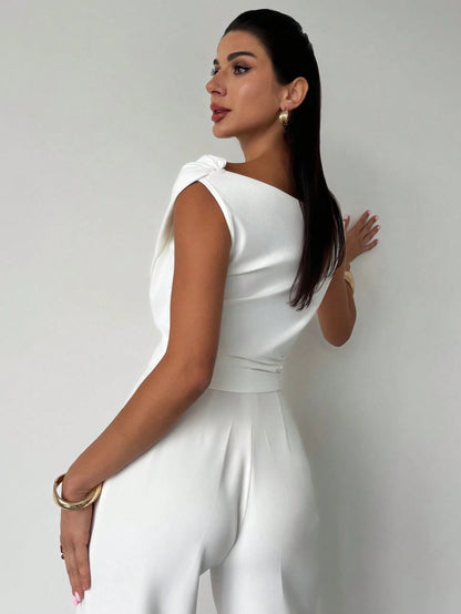 Minimalist Draped Asymmetric Short Top for Women
