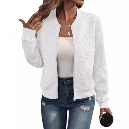 Women's Casual Quilted Zip Up Bomber Jacket