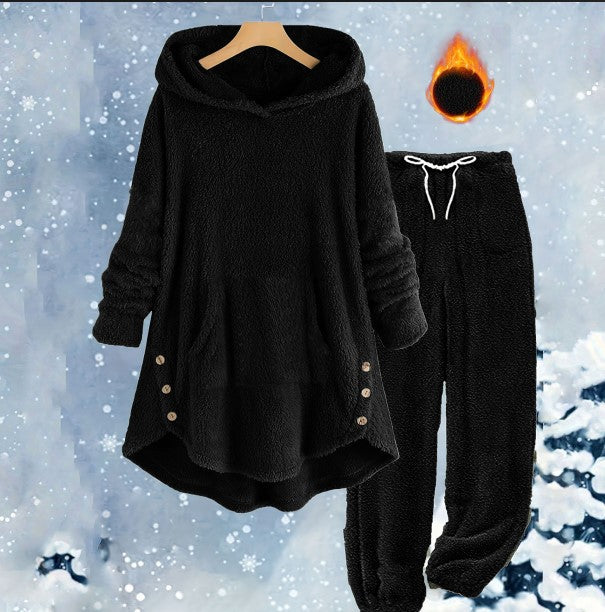 Women's Sherpa Fleece Hoodie Jogger Lounge Set