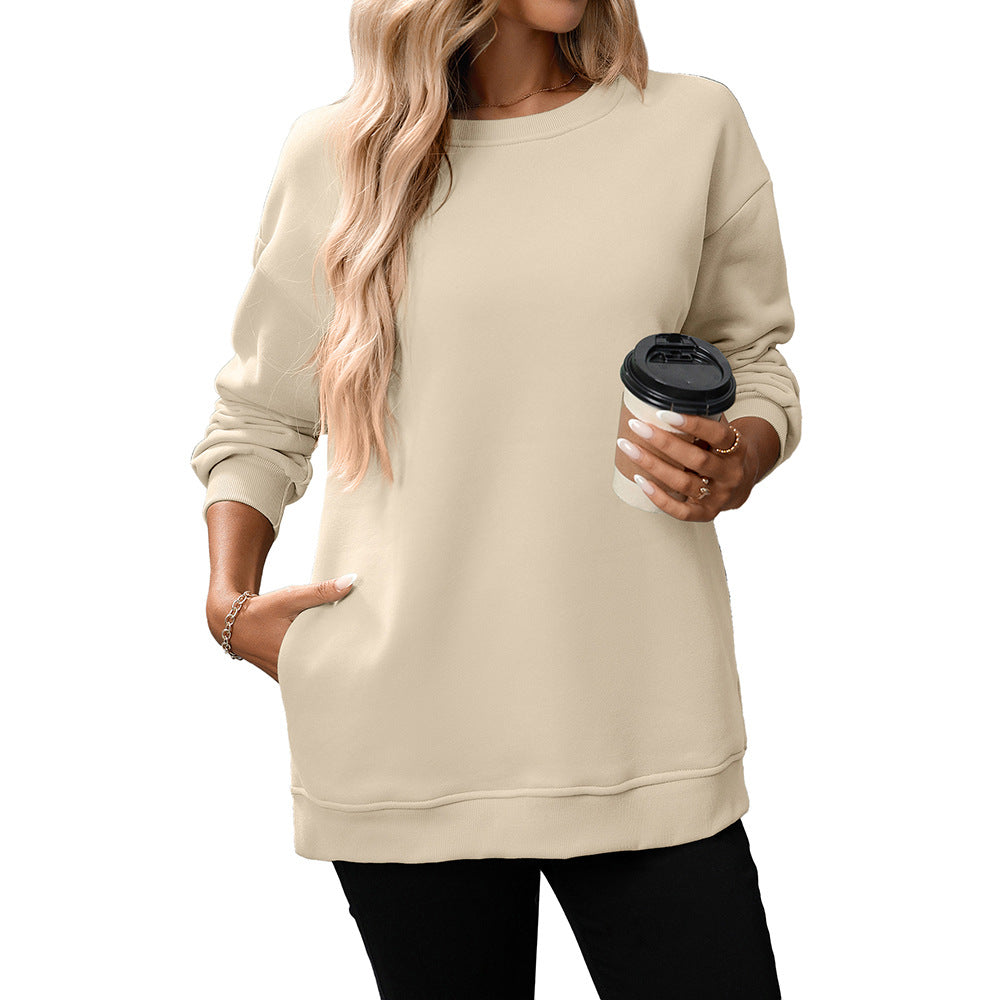 Trendy Y2K Fleece Pullover Sweatshirt – Fall/Winter Casual Top