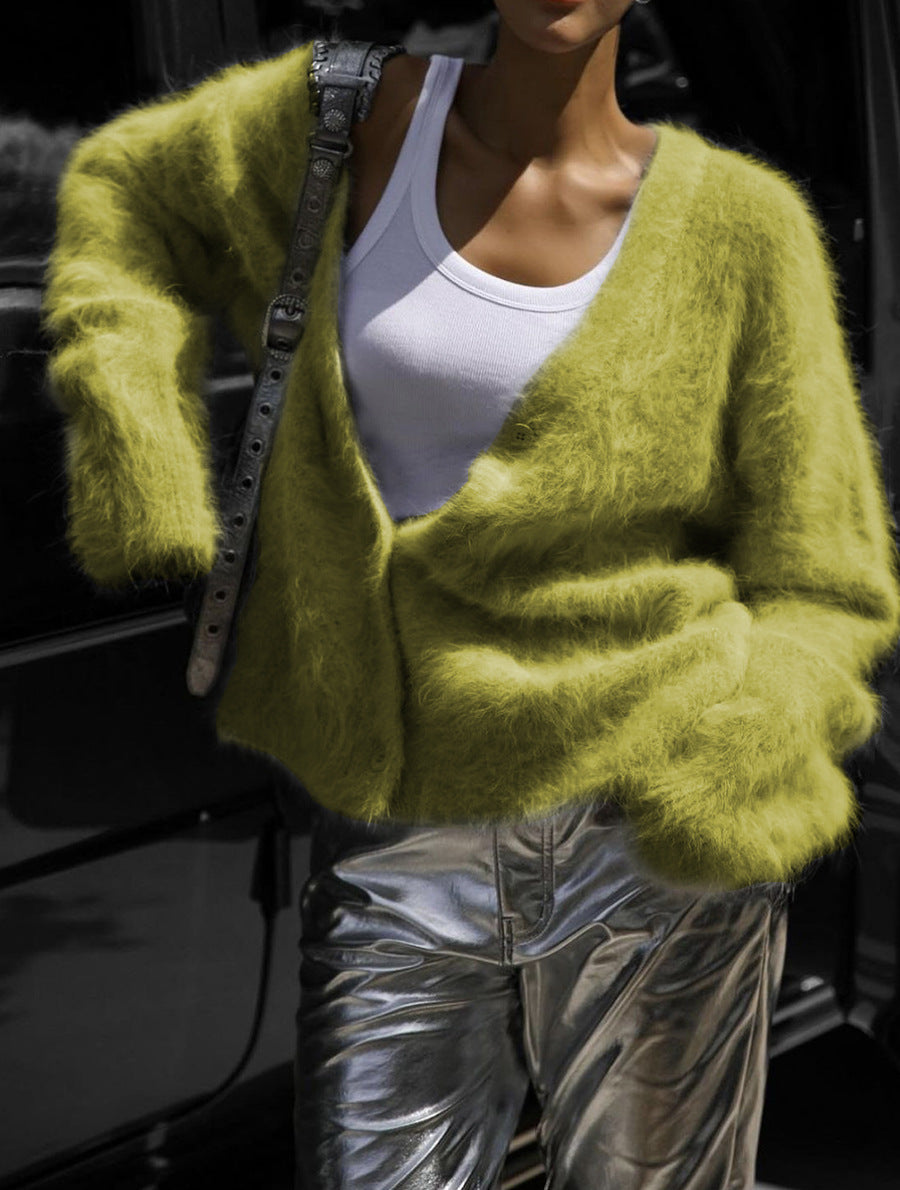 Women’s Faux Fur Cardigan Soft Oversized Knit Sweater
