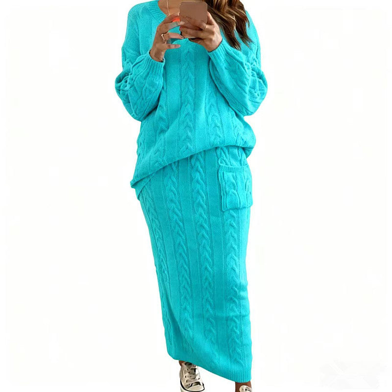 Cable Knit Sweater & Maxi Skirt Two Piece Set