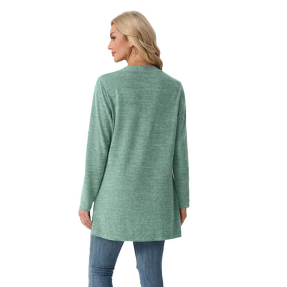 Women's Open Front Knit Cardigan with Pockets Long Sleeve