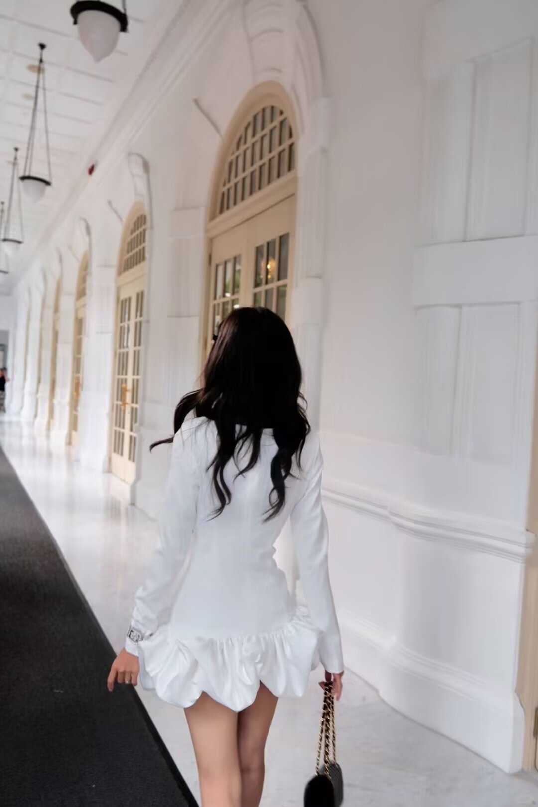 Balletcore Long Sleeve Ruffle Hem Mini Dress