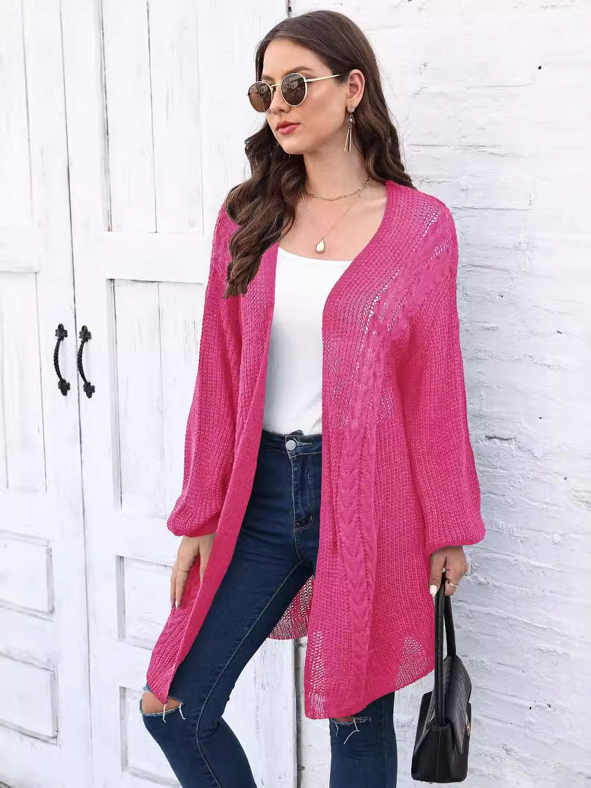 Women's Solid Color Long-sleeved Air-conditioned Shirt Wide Cardigan Jacket