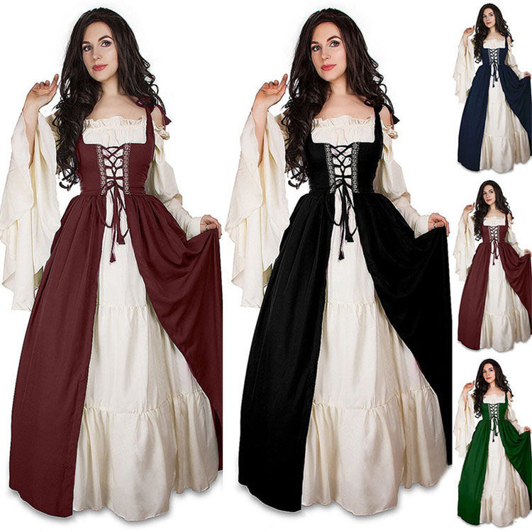 Renaissance Medieval Corset Dress Women Halloween Costume