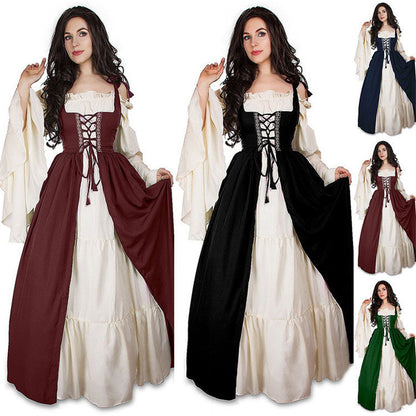Renaissance Medieval Corset Dress Women Halloween Costume