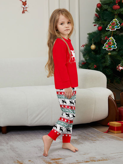 Christmas deer letter star parent-child outfit printed loungewear Christmas pajamas