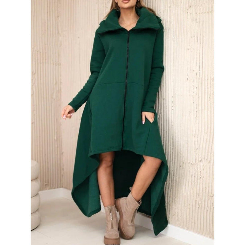 Women Oversized Zip Up Hoodie Dress Fleece Long Sweatshirt