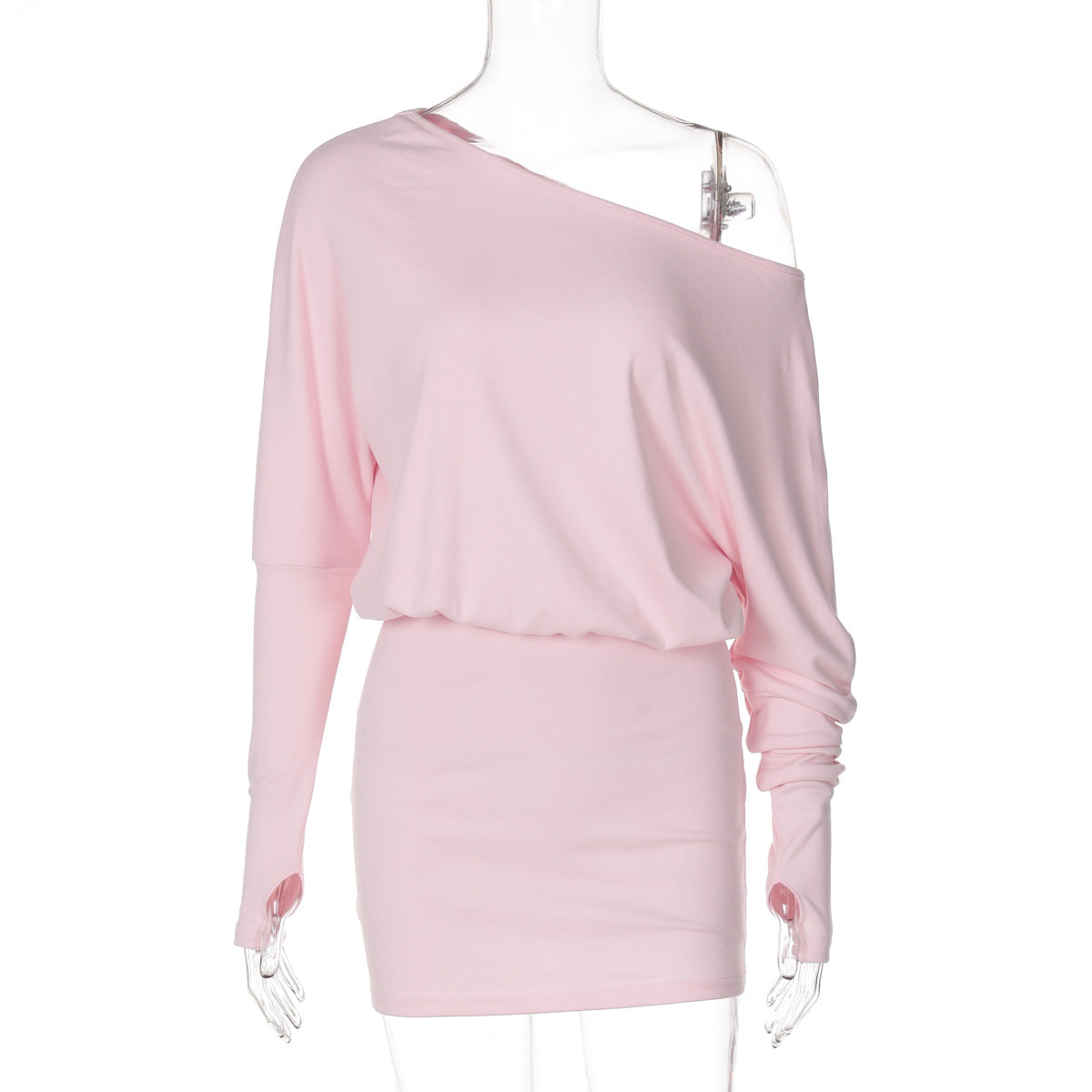 Y2K One Shoulder Long Sleeve Bodycon Mini Dress