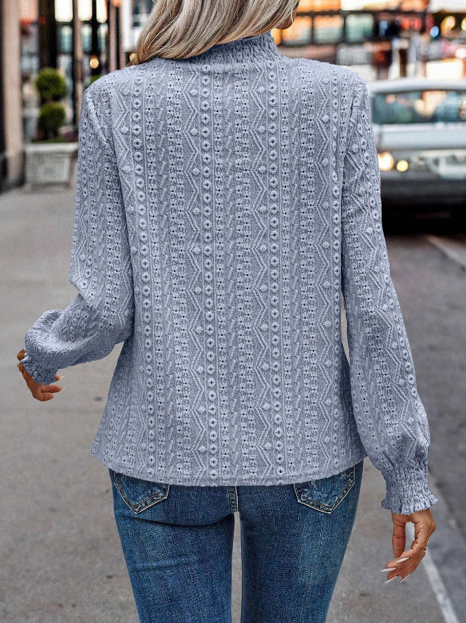 Boho Jacquard Lace Long Sleeve Blouse Top Women Elegant