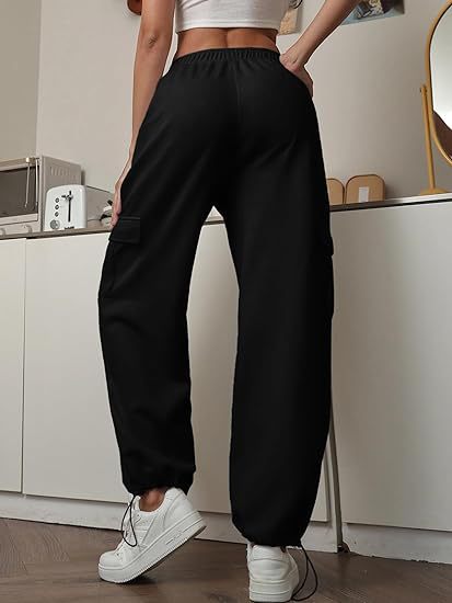 High Waist Drawstring Cargo Jogger Pants