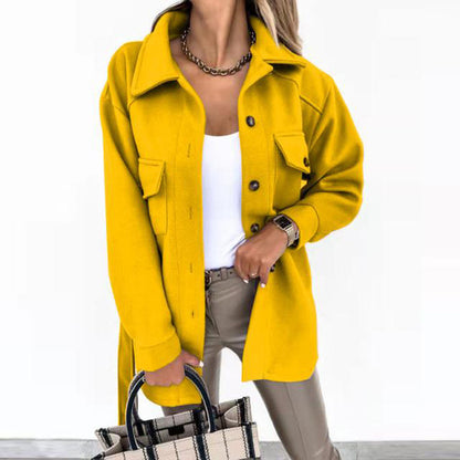 Women's Belted Wool Blend Shacket Jacket