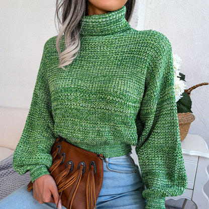 Oversized Chunky Knit Turtleneck Balloon Sleeve Sweater