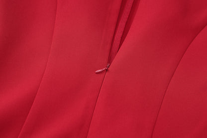 Red Off Shoulder Long Sleeve Mini Dress with Bow Detail