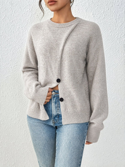 Women's Asymmetrical Button Front Knit Cardigan Sweater
